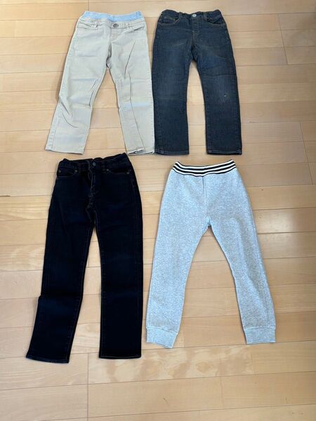 4枚 まとめ売り 130 男の子 ズボン ユニクロ MPS ライトオン キッズ ボトムス パンツ 4点セット