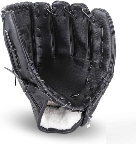 野球グローブ 軟式 練習用 衝撃吸収パッド内蔵 練習用 レジャー 初心者向け(12.5インチ 色:黒)