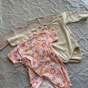 ベビー服 3点セット ロンパース 肌着 ピンク ベージュpetitmain