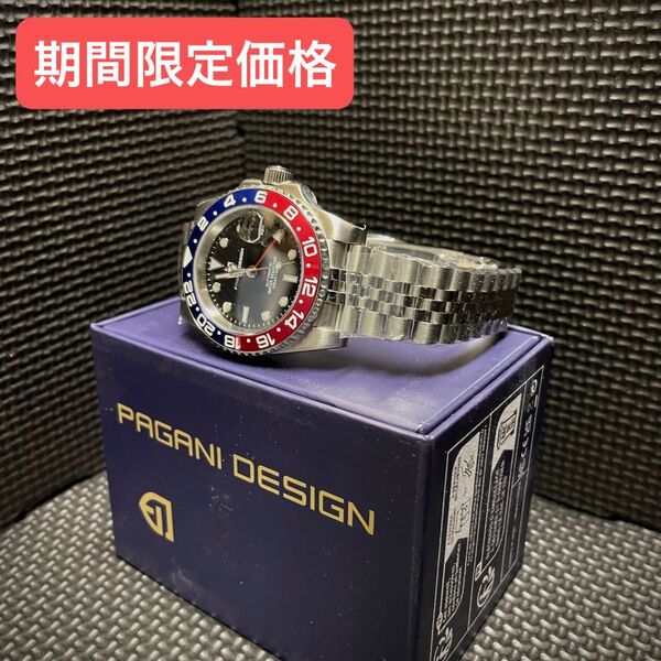 【5/31まで限定価格】PAGANI DESIGN PD-1662 ペプシベゼル GMT 自動巻き腕時計 セイコーNH35搭載