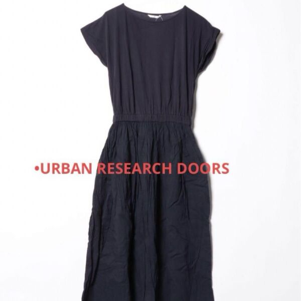 URBAN RESEARCH DOORS 半袖ワンピース コットン ネイビー ワンピース コットン アーバンリサーチ