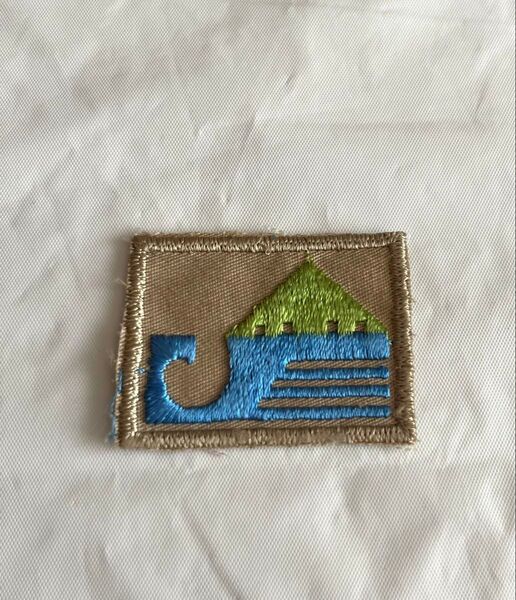 未使用 ワッペン 刺繍 ベージュ 緑 青 アップリケ ワンポイント