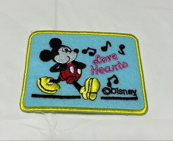 ミッキーマウス 刺繍ワッペン Love Hearts ディズニー Disney アップリケ