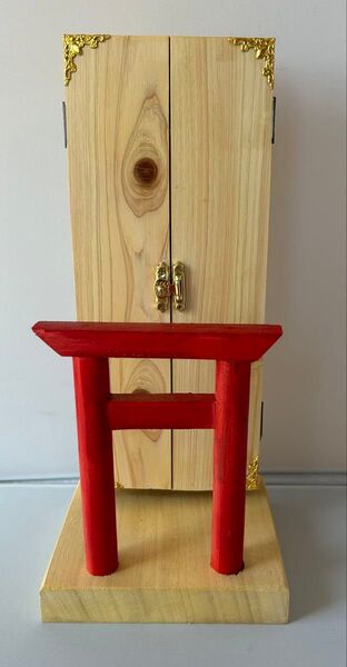 木製 お札納めの神棚 赤鳥居付き