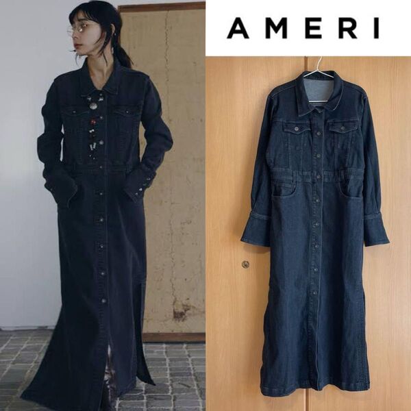 AMERI VINTAGE I LINE DENIM SHIRT DRESS