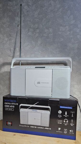 【新品.未使用】WINTECH CDクロックラジオCDC-810 W ホワイト