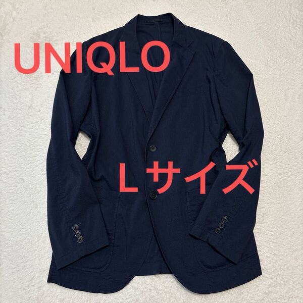 美品 UNIQLO ユニクロ 胸ポケット テーラード ジャケット サマージャケット シアサッカー 軽量 春夏 slim fit