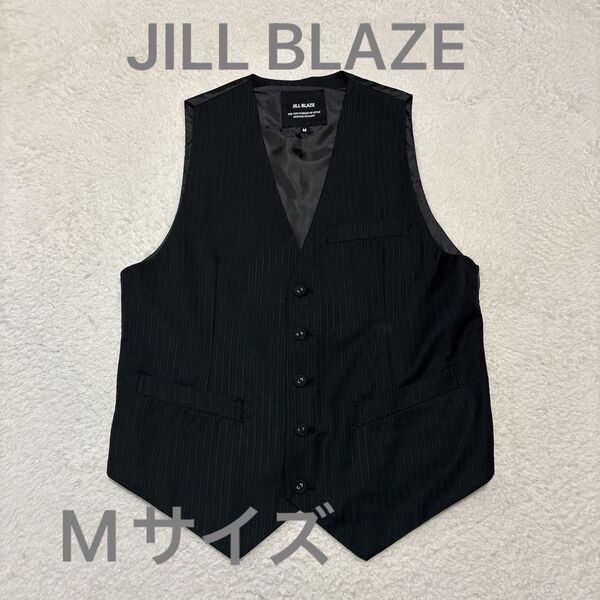 美品 JILL BLAZE ジルブレイズ ジレベスト M ブラック ストライプ メンズ カジュアル シンプル