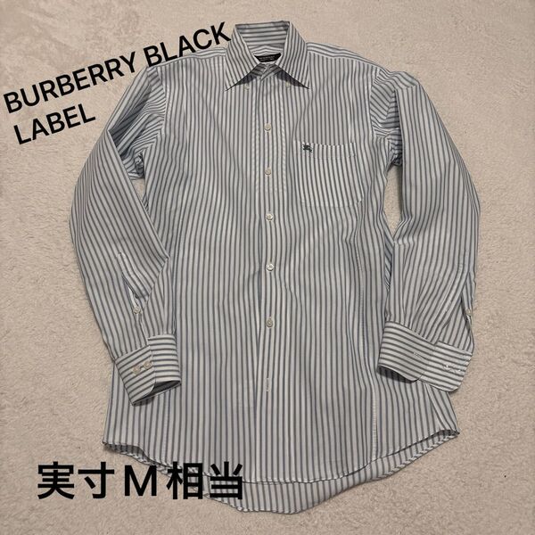 美品 BURBERRY BLACK LABEL バーバリーブラックレーベル ストライプ 長袖Yシャツ カジュアル フォーマル