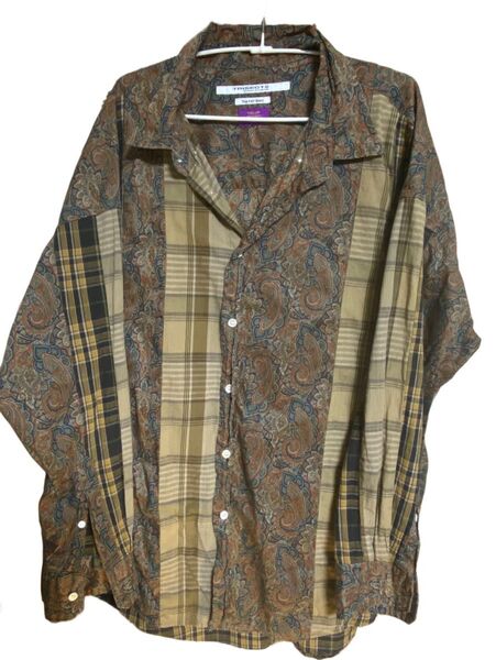 ジャーナルスタンダード 総柄シャツ ペイズリー×チェック Mサイズ コットン リネン 長袖シャツ