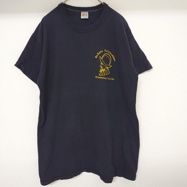 Russell Athletic ヴィンテージTシャツ ゴールドタグ 金タグ USA製 コットン100% Lサイズ ラッセル 紺色