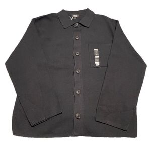 UNIQLO ミラノリブ シャツカーディガン ブラック L