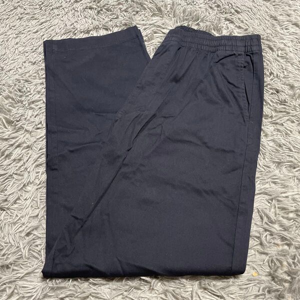UNIQLO コットンリラックスアンクルパンツ L ネイビー