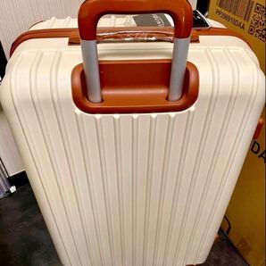 新品 送料込み TSAロック 軽量 ABS樹脂+PCスーツケース 大型大容量Lサイズ ベージュXブラウン