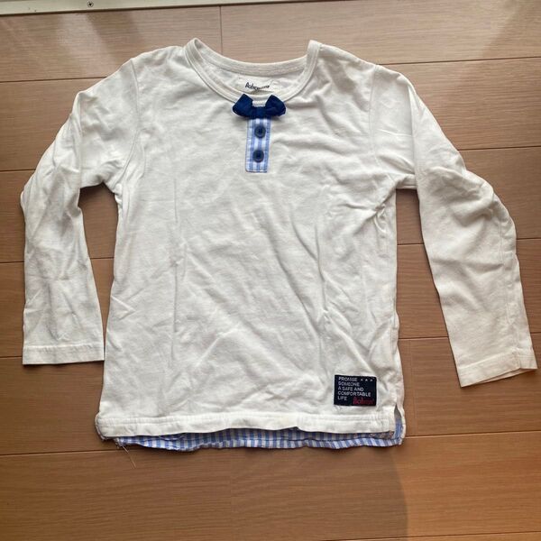 Bobson キムラタン 長袖カットソー 110サイズ ロンT Tシャツ 白 長袖 子ども服 キッズ ストライプ 重ね着風