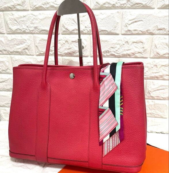 HERMES エルメス ガーデンパーティPM ネゴンダ ブーゲンビリア ツイリー付き トートバッグ エルメス
