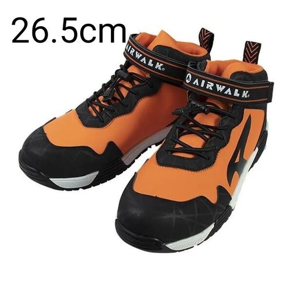 AIRWALK ストレッチロック AW-940 オレンジ 26.5cm 安全靴 ミドルカットスニーカー