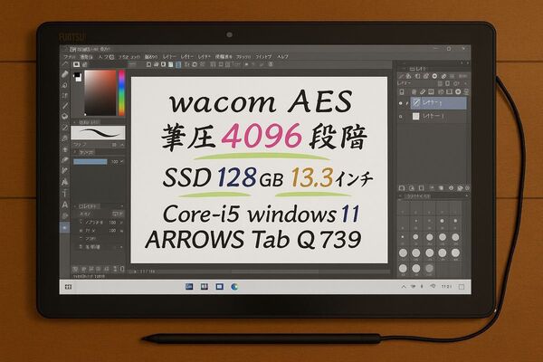 【良品】【即日発送】富士通 お絵描きタブレット windows11搭載 ARROWS Tab Q738/SE フジツウ タブレット