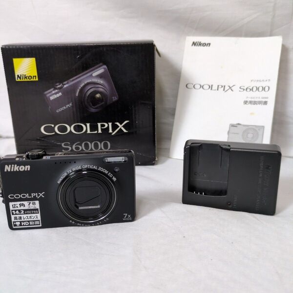 【美品】 Nikon ニコン COOLPIX S6000 デジカメ ブラック クールピクス コンデジ