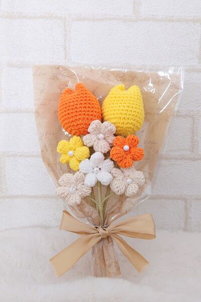 ぷっくりお花の花束 あみぐるみ 枯れないお花