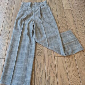 チェック柄 ワイドパンツ ボタン付き Mサイズ