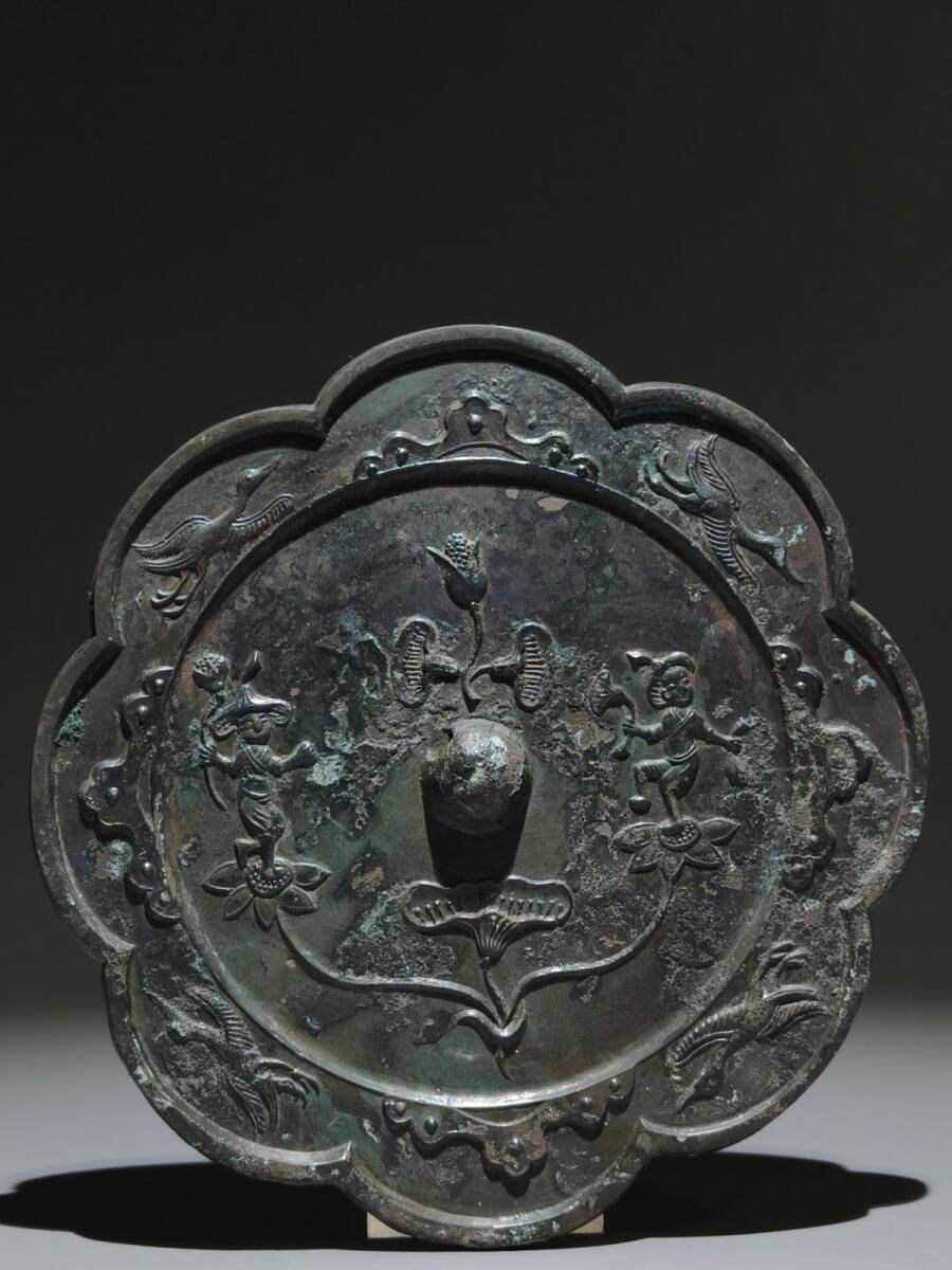萬古】中国古美術 古鏡 銅鏡 青銅鏡 古玩 骨董 時代物 当時物 唐