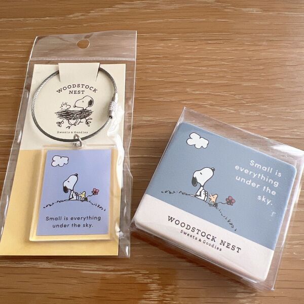 ウッドストックネスト スヌーピー PEANUTS キーリング キーホルダー コンパクトミラー 手鏡 セット