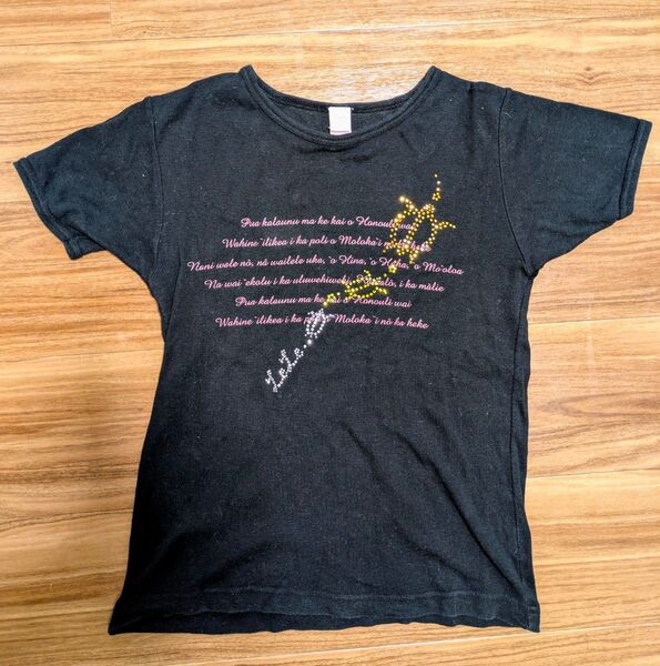 フラTシャツ プリント スパンコール ラメ Tシャツ Lサイズ