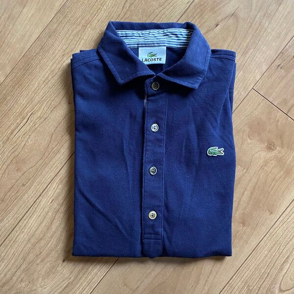★中古品★LACOSTE ラコステ★ネイビー★七分袖ポロシャツ★