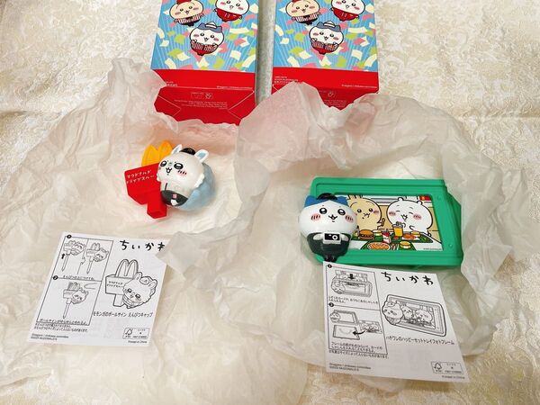 マクドナルド ハッピーセット ちいかわ おもちゃ 2個セット マック モモンガのえんぴつキャップ ハチワレのトレイフォトフレーム