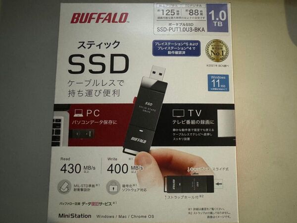 BUFFALO ポータブルSSD 1TB SSD-PUT1.0U3-BKA