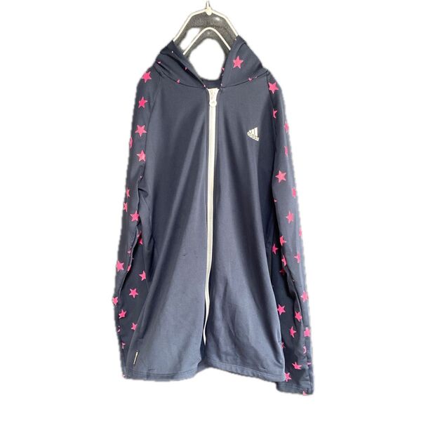 アディダス adidas パーカー ネイビー ピンクの星柄