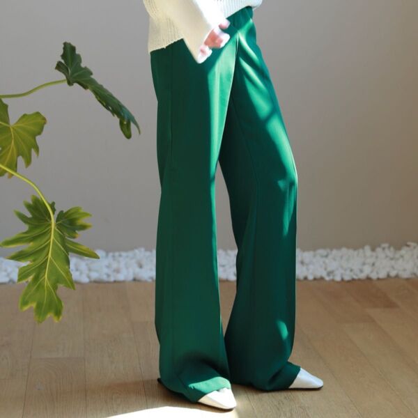 《新品!完売品!!》by muni:r ロングハイウエストスラックス グリーン S