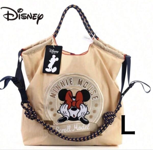 Disney ミニーマウス ショルダーバッグ トートバッグ エコバッグ ビッグサイズ ショルダーストラップ付き