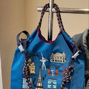 刺繍 トートバッグ エコバッグ ショルダーバッグ ショルダーストラップ付き