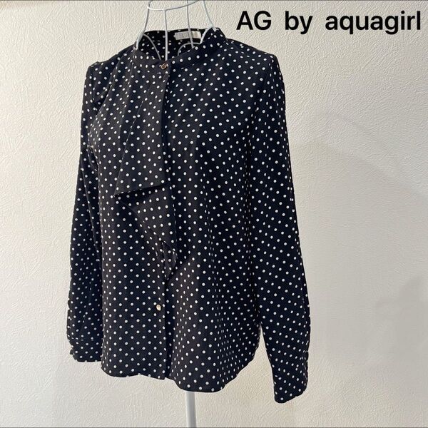 AG by aquagirl ドット柄 ブラウス フリル ブラック M トップス