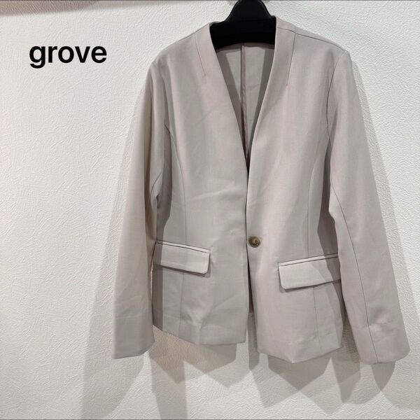 grove ノーカラージャケット ベージュ アウター