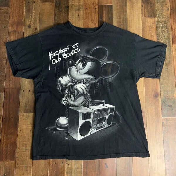 Old School ミッキーマウス Mickey Mouse ブラック ビッグTシャツ メキシコ製 XLサイズ