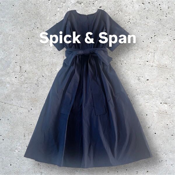 【美品】Spick & Span カラーレス ドルマンワンピース ネイビー 38 日本製