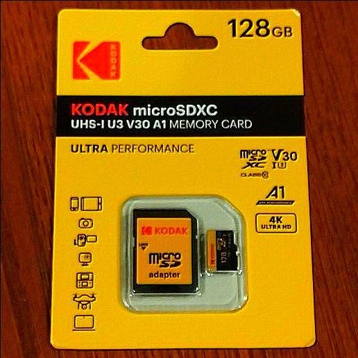 【新品 128GB 1枚】 コダック KODAK マイクロSD microSDXC UHS-I V30 A1 アダプター付