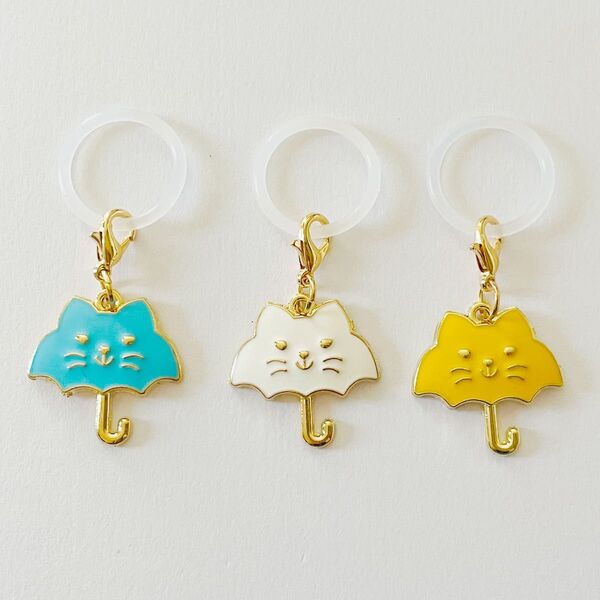 【No.011】アンブレラマーカー 猫傘3点セット 傘マーカー チャーム