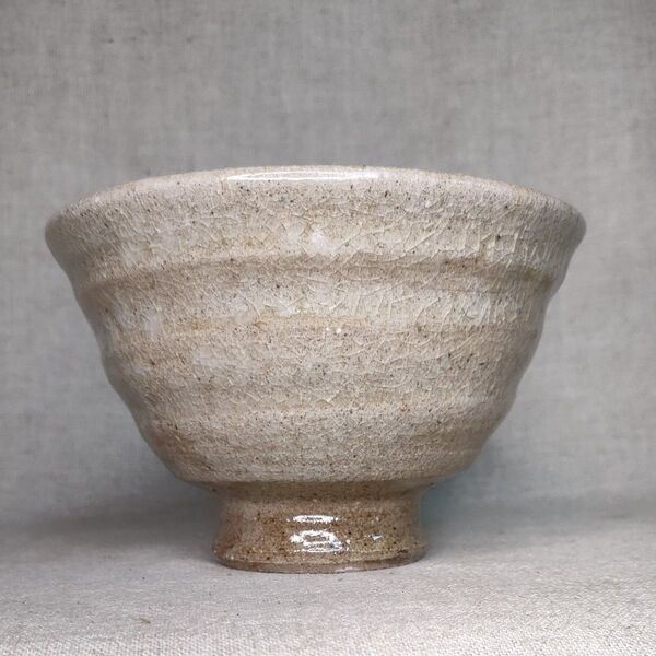 長石釉茶碗 唐津焼 飯碗 抹茶碗 山茶窯井上良 茶碗 ズブ掛け焼成 貫入茶碗