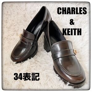 【美品】チャールズアンドキース メタリックアクセント ローファーパンプス 34