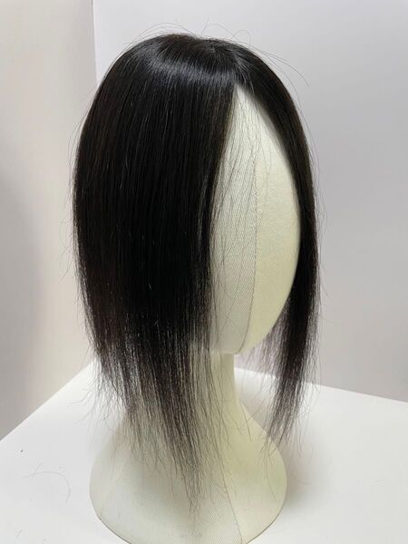 部分ウィッグ頭頂部ウィッグヘアピースボリュームアップ人毛100% ナチュラルブラック