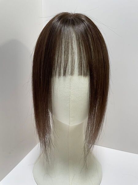 前髪ウィッグ人毛100%ヘアピース部分ウィッグ頭頂部エアリー ダークブラウン