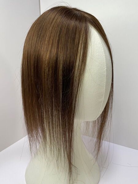 人毛100%部分ウィッグ ヘアピース超軽量白髪隠しトップピース ブラウン