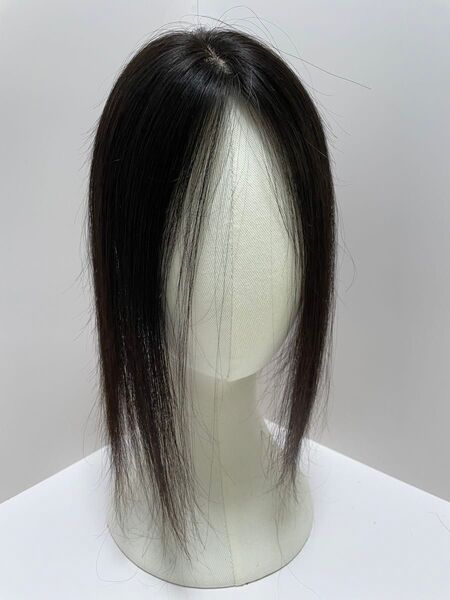 部分ウィッグ頭頂部ウィッグヘアピース総た手植え人毛100% つむじ隠し ナチュラルブラック