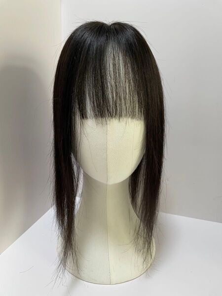 人毛100%部分ウィッグ ヘアピース 白髪隠しトップピース頭頂部ウィッグ ナチュラルブラック