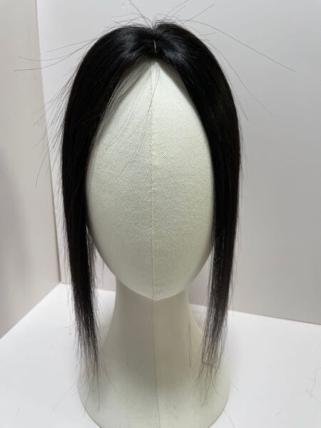 前髪ウィッグ人毛100%ヘアピース部分ウィッグ頭頂部ウィッグ超軽量 ナチュラルブラック