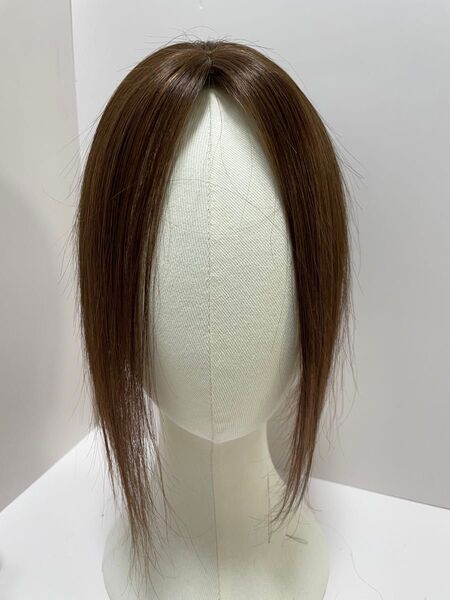 前髪ウィッグ人毛100%ヘアピース部分ウィッグ頭頂部ウィッグ超軽量 ブラウン